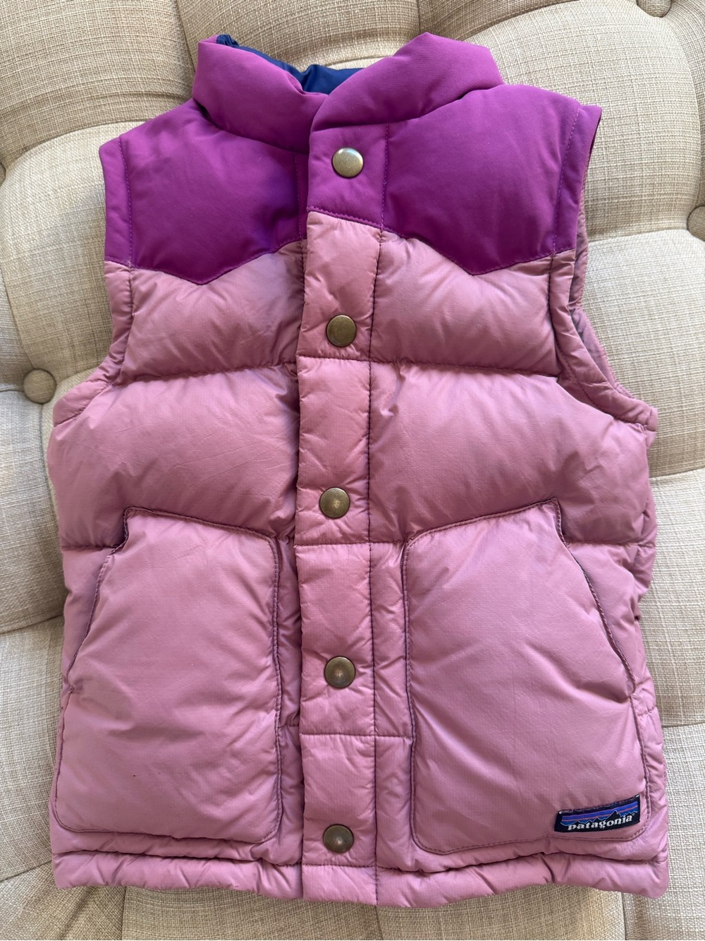 Patagonia Kids Pink and Purple Puffer Vest